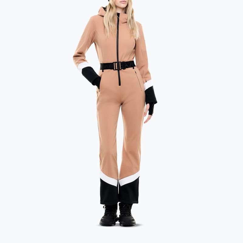 Tuta da sci da donna EA7 Emporio Armani Pure Softshell Jumpsuit mocha mousse