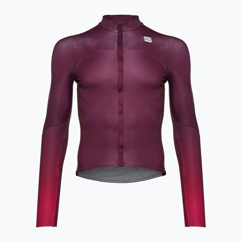 Maglia Sportful Bodyfit Pro da uomo a maniche lunghe da ciclismo rosso vino/rosso rumba