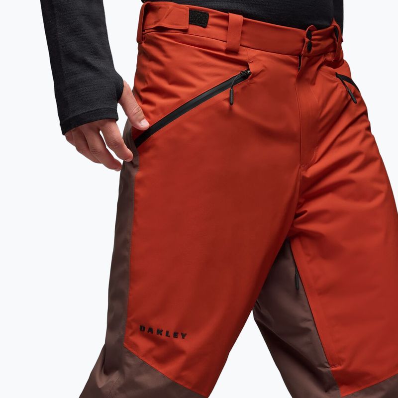 Pantaloni da sci da uomo Oakley Canopy Pro Insulated Dark Umber/Flame Red 4