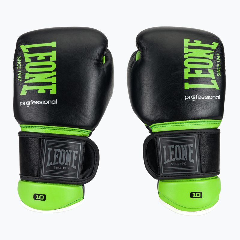 Guantoni da boxe LEONE 1947 Il Tecnico N3 nero/verde 3