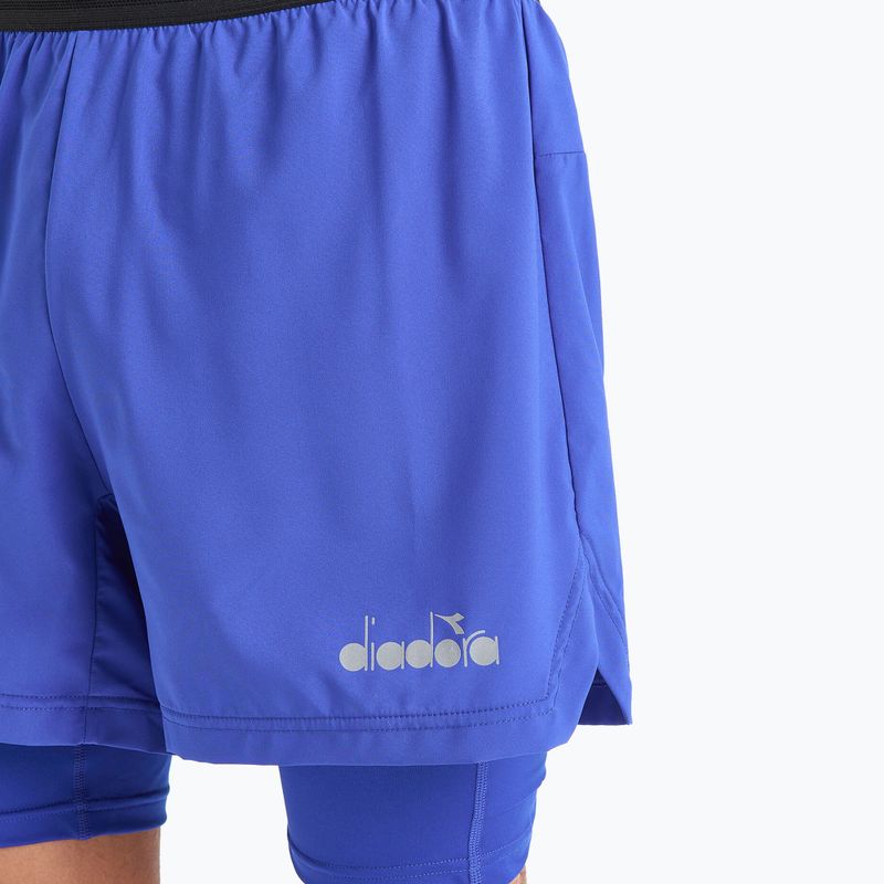 Pantaloncini da corsa Diadora Double Layer Bermuda Be One da uomo, blu imperiale 4