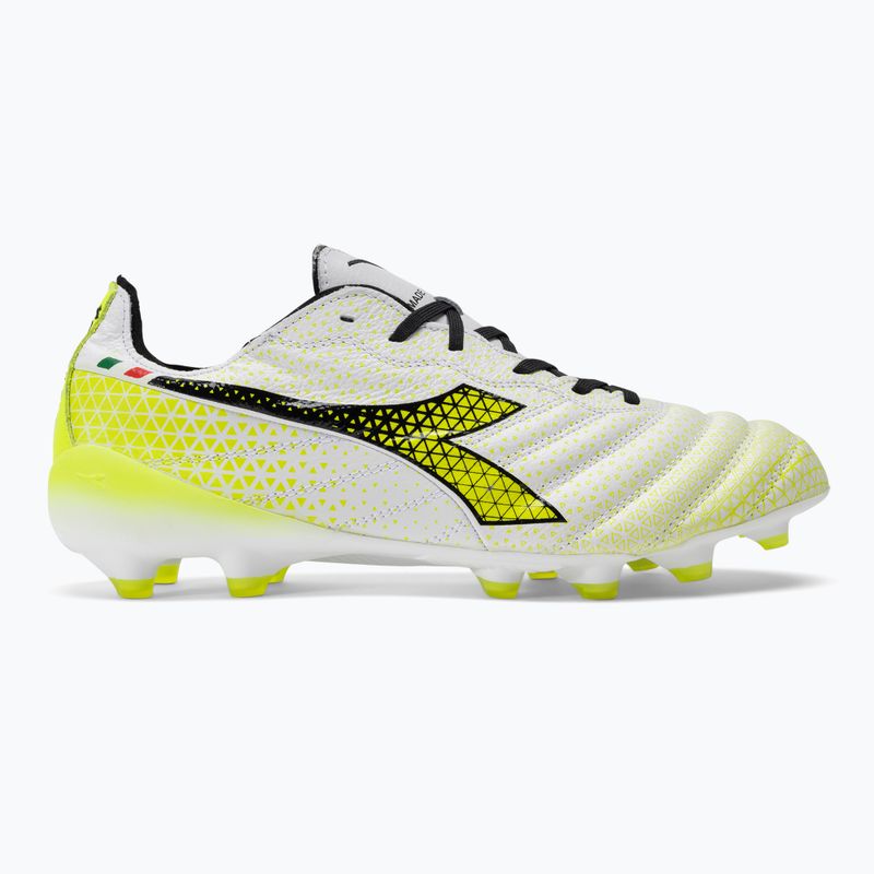 Scarpe da calcio Diadora Brasil Elite Tech GR ITA LPX uomo bianco/nero/giallo fluo 2