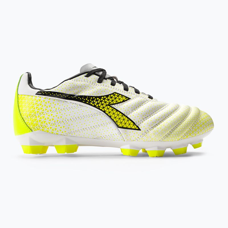 Scarpe da calcio per bambini Diadora Brasil Elite GR LT LPU Y bianco/nero/giallo fluo 2
