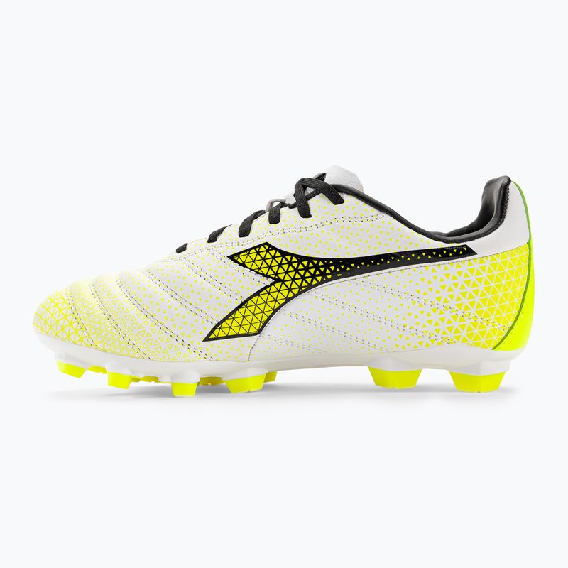 Scarpe da calcio per bambini Diadora Brasil Elite GR LT LPU Y bianco/nero/giallo fluo 10