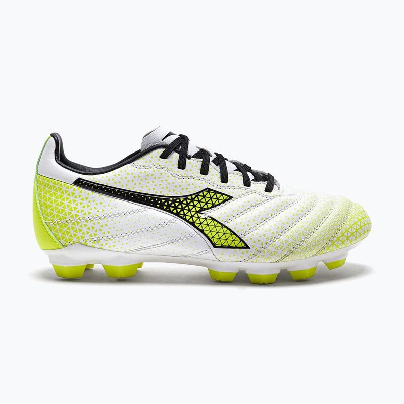 Scarpe da calcio per bambini Diadora Brasil Elite GR LT LPU Y bianco/nero/giallo fluo 11