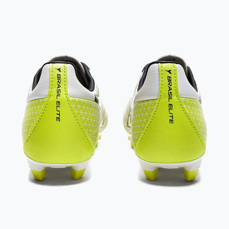 Scarpe da calcio per bambini Diadora Brasil Elite GR LT LPU Y bianco/nero/giallo fluo 12