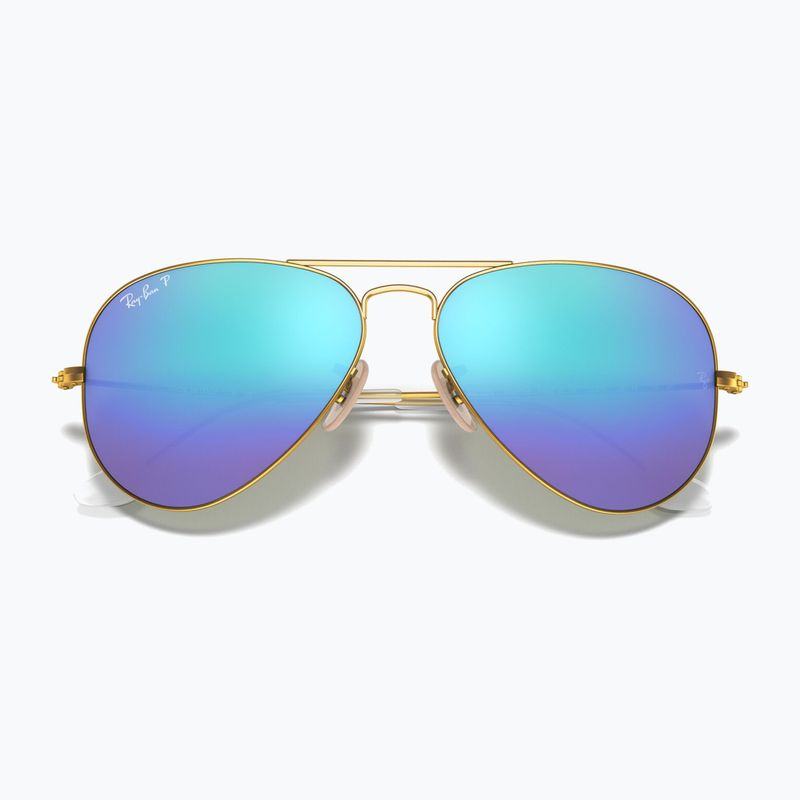 Occhiali da sole Ray-Ban Aviator Classic oro opaco/blu polarizzati 3