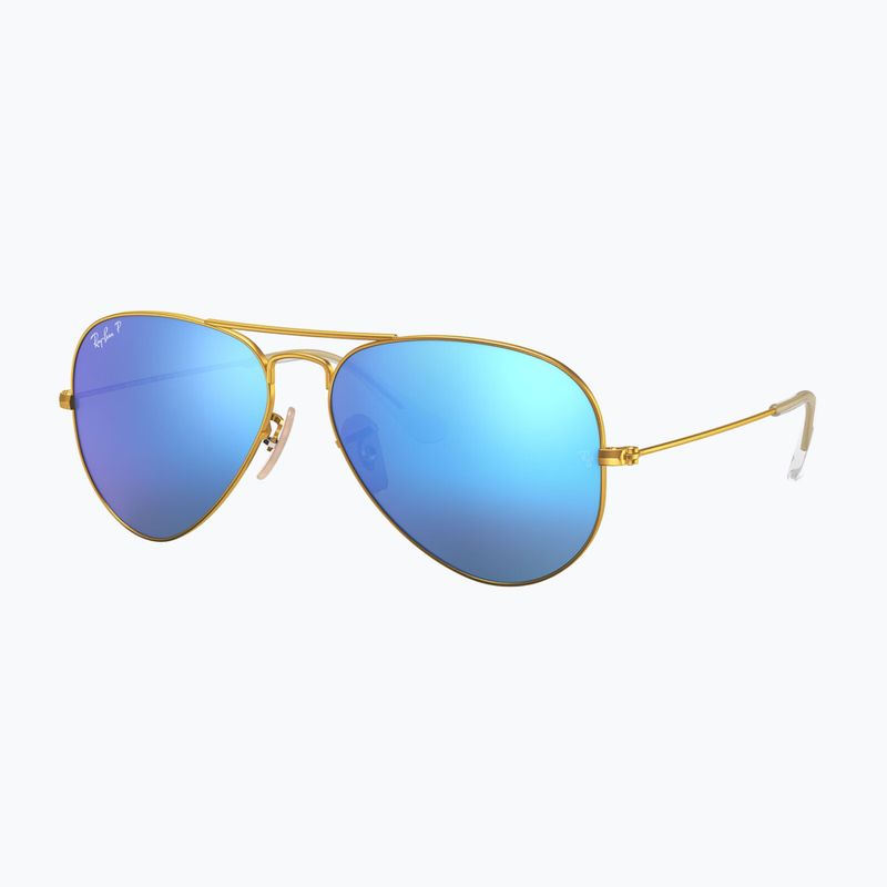 Occhiali da sole Ray-Ban Aviator Classic oro opaco/blu polarizzati 4