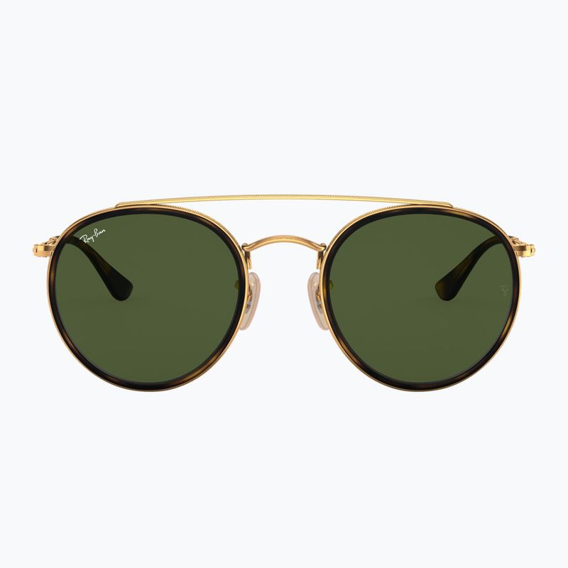 Occhiali da sole Ray-Ban Round Double Bridge arista gold/green g-15 2