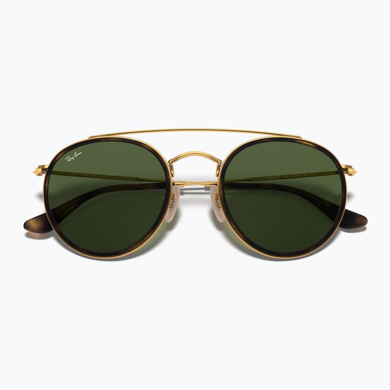 Occhiali da sole Ray-Ban Round Double Bridge arista gold/green g-15 3