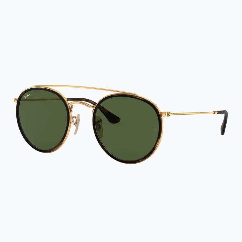 Occhiali da sole Ray-Ban Round Double Bridge arista gold/green g-15 4
