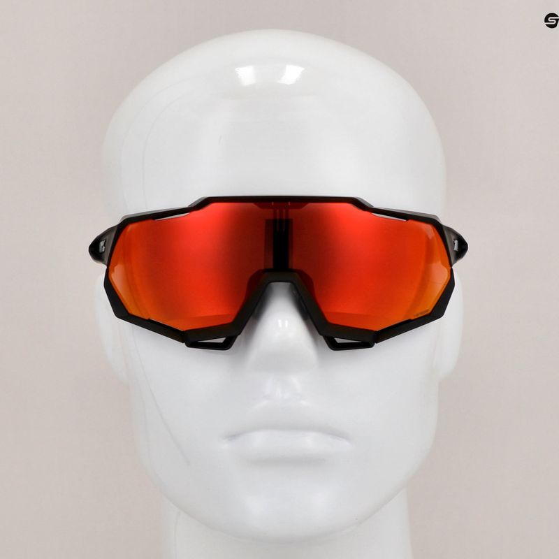 100% Speedtrap soft tact nero/rosso iperspecchio Occhiali da sole con specchio multistrato 11