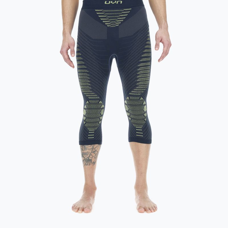 Pantaloni termici attivi da uomo UYN Resilyon Ue UW Medium blu scuro/giallo 4