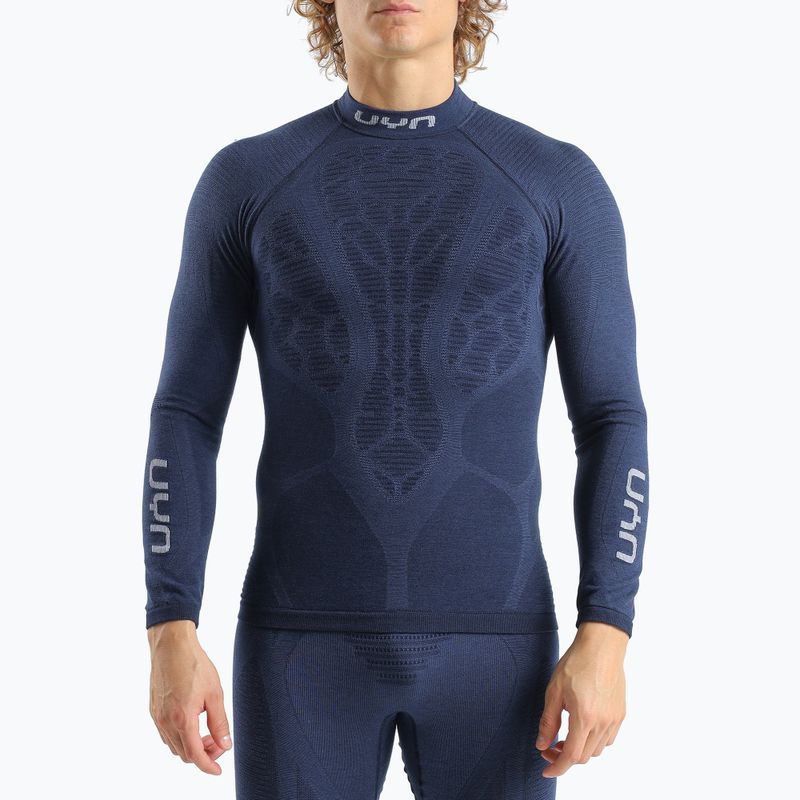 Uomo UYN Elevatyon Biomorph LS Turtle Neck manica lunga termica indaco