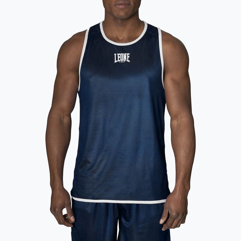 Canotta da allenamento da uomo LEONE 1947 Double Face Boxing Singlet blu/rosso