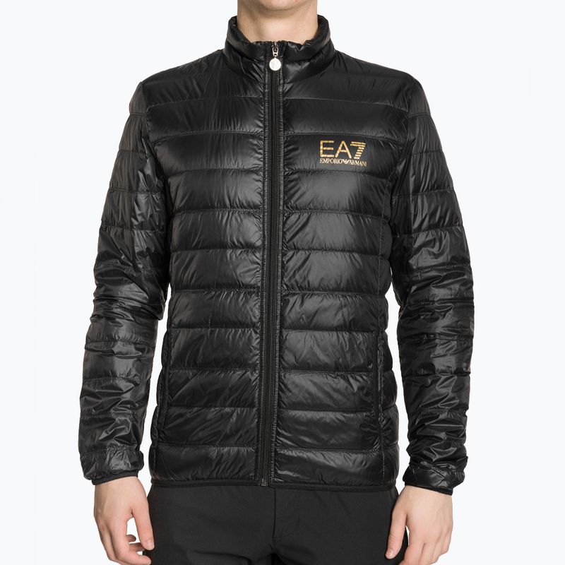 Giacca uomo EA7 Emporio Armani Train Core ID Down Light nero/oro con logo