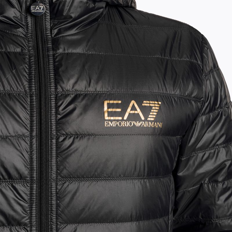 Uomo EA7 Emporio Armani Train Core ID Down Light Hoodie giacca con logo nero/oro 3