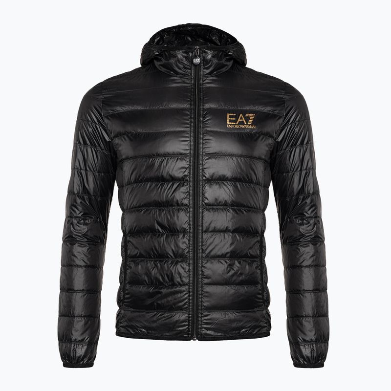 Uomo EA7 Emporio Armani Train Core ID Down Light Hoodie giacca con logo nero/oro 7