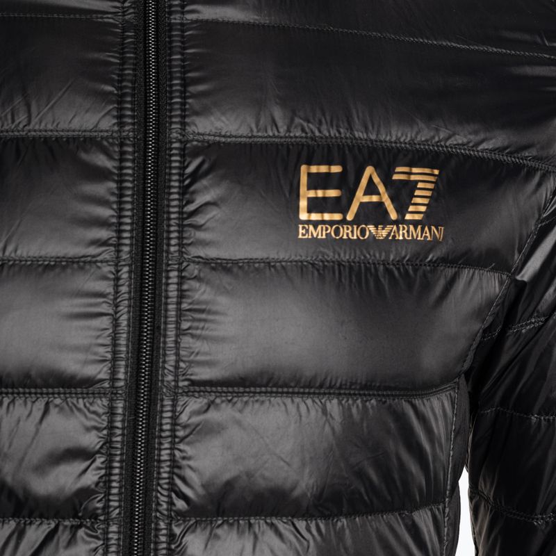 Uomo EA7 Emporio Armani Train Core ID Down Light Hoodie giacca con logo nero/oro 9
