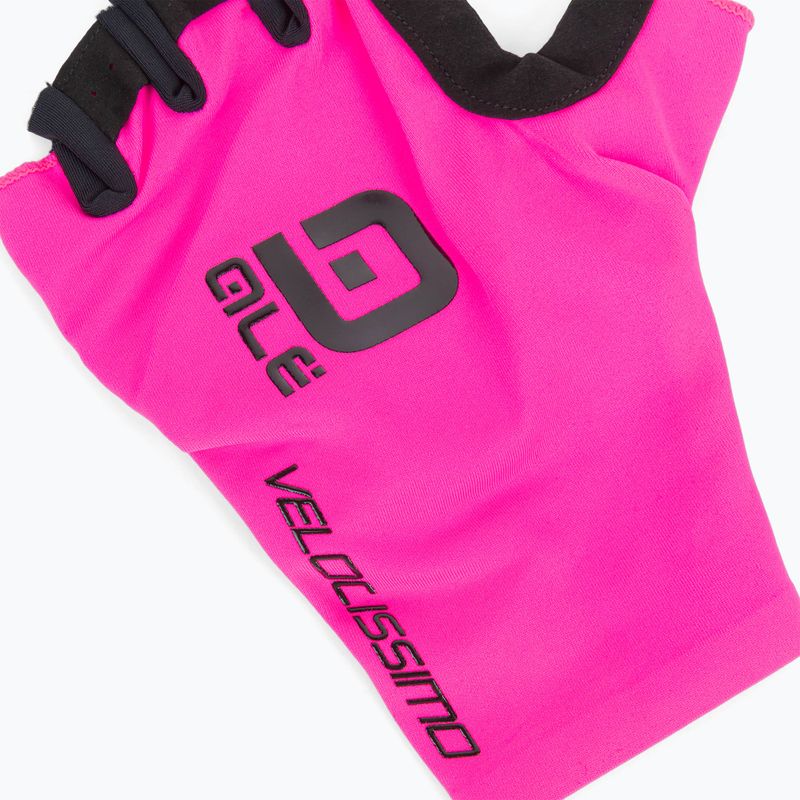 Guanti da ciclismo Alé Velocissimo rosa fluo/nero 4