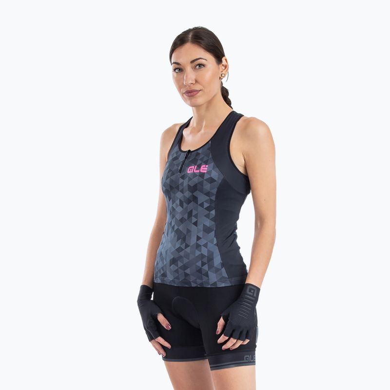 Maglia ciclismo donna Alé Top Donna Triangles grigio/nero