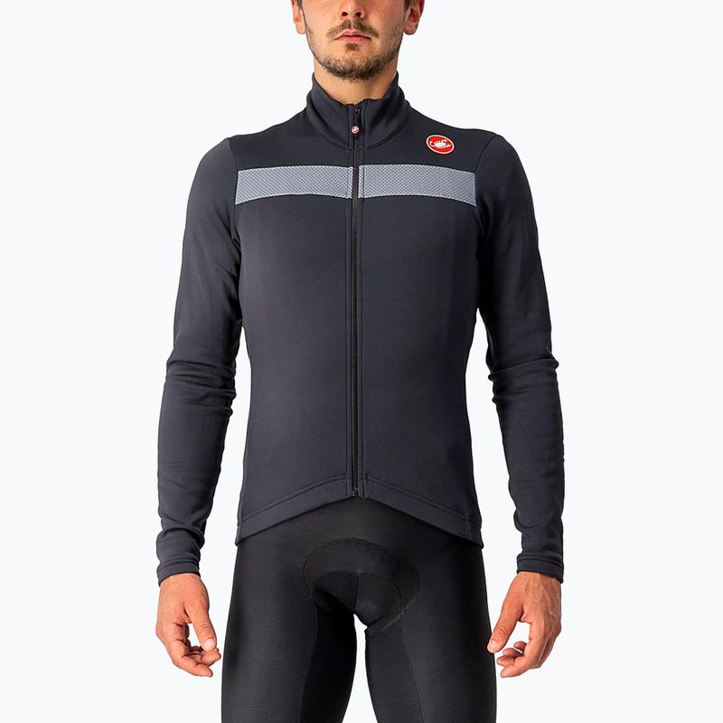 Felpa da uomo Castelli Puro 3 FZ light nero/argento reflex bike