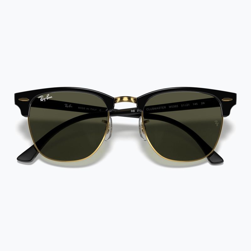 Occhiali da sole Ray-Ban Clubmaster Classic black/gold/green g-15 3