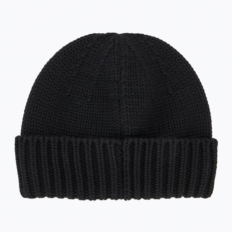 Berretto invernale uomo Woolrich Merino Wool Logo Beanie black 2
