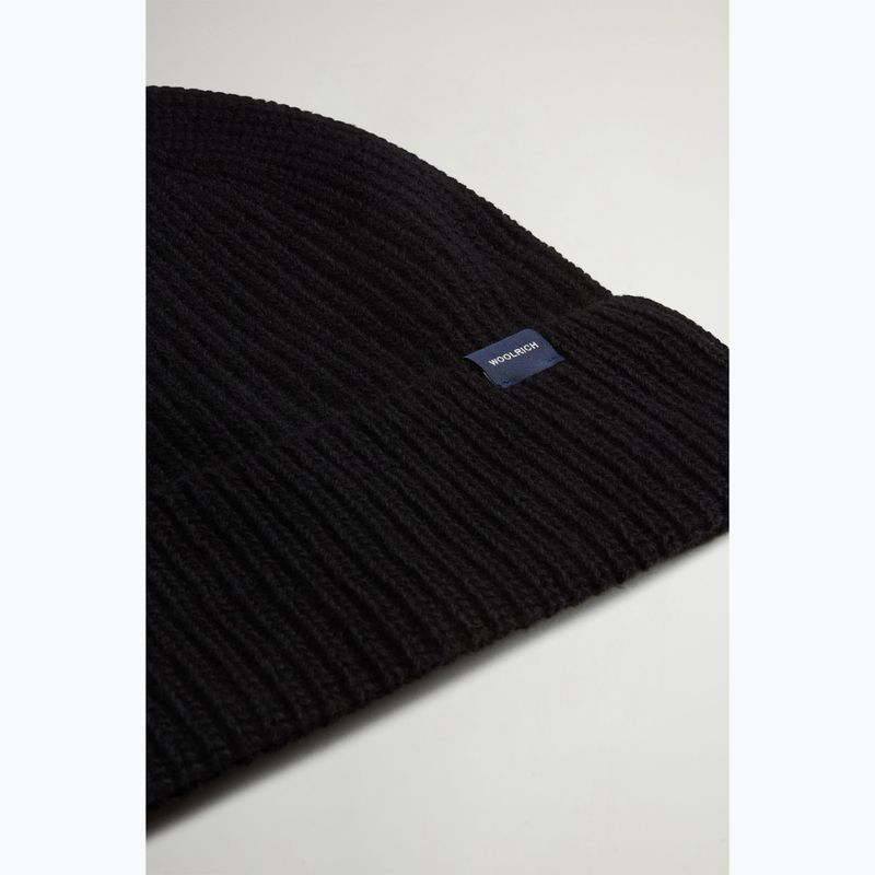 Berretto invernale da uomo Woolrich Knitted Ribbed Beanie black 3