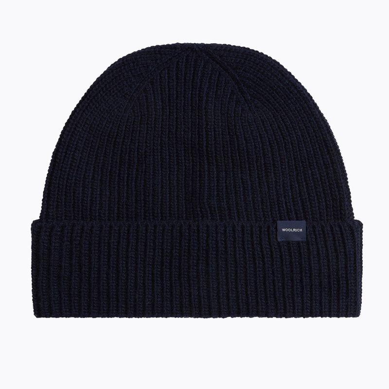 Berretto invernale da uomo Woolrich Knitted Ribbed Beanie melton blue