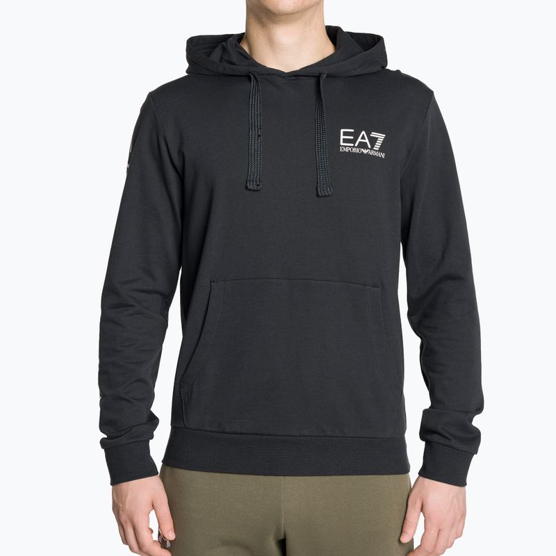 Felpa uomo EA7 Emporio Armani Train Logo Series Hoodie Extended Logo Coft blu notte/bianco con logo