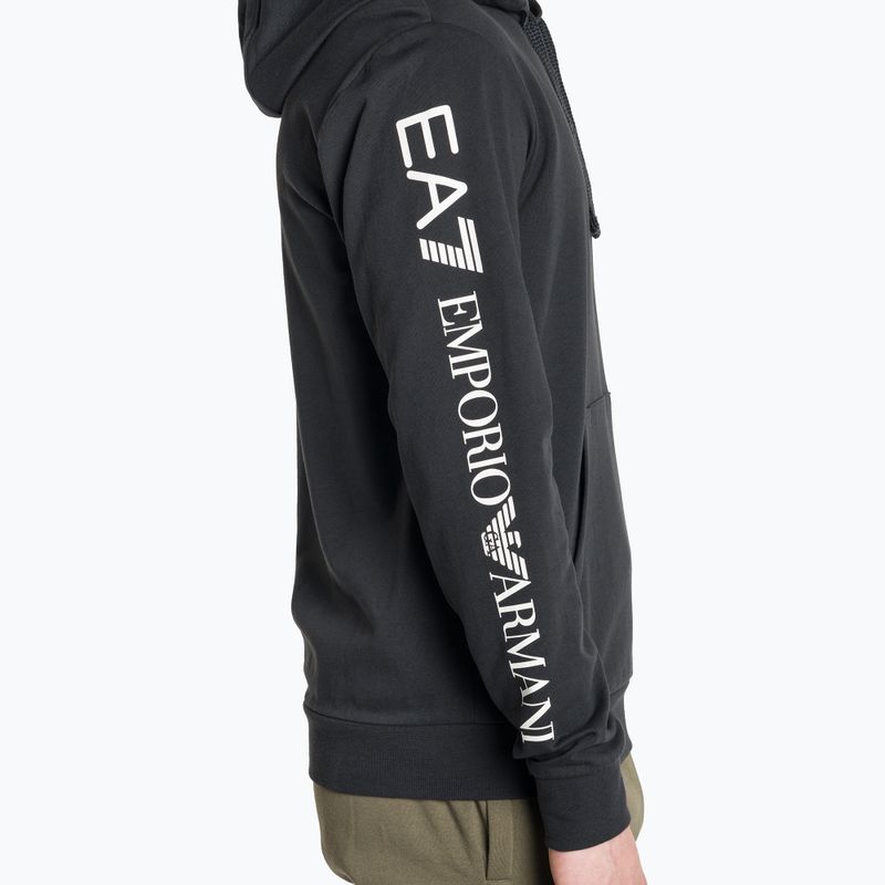 Felpa uomo EA7 Emporio Armani Train Logo Series Hoodie Extended Logo Coft blu notte/bianco con logo 4
