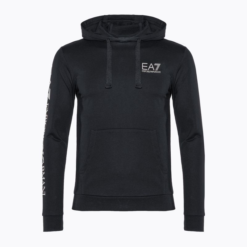 Felpa uomo EA7 Emporio Armani Train Logo Series Hoodie Extended Logo Coft blu notte/bianco con logo 5