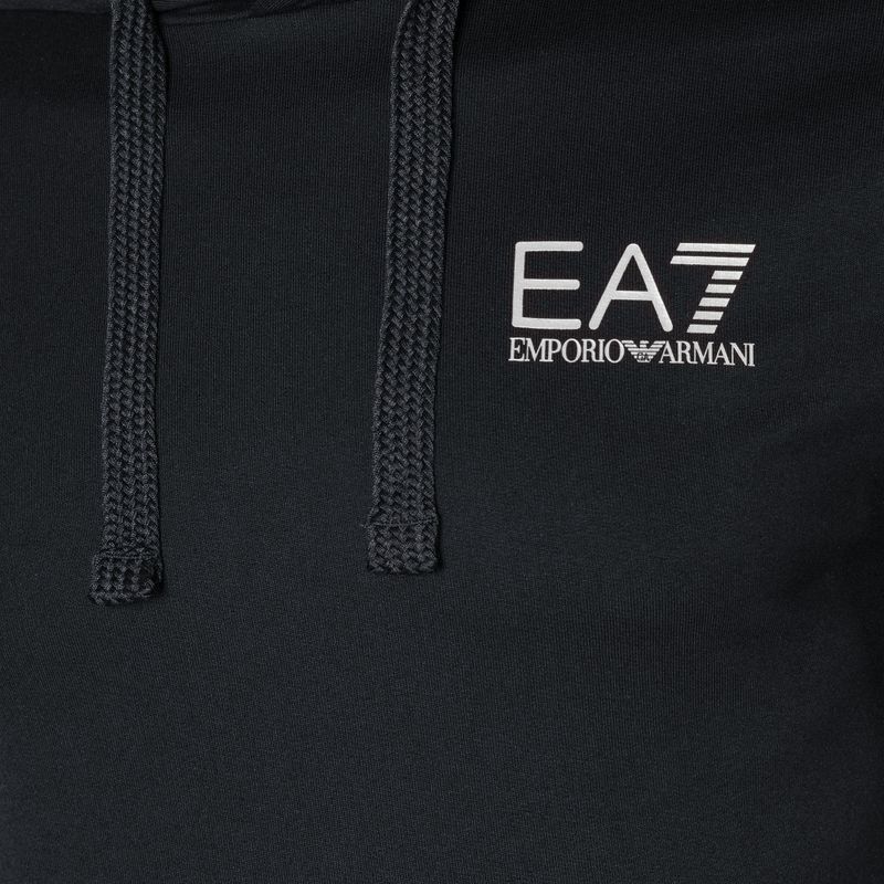 Felpa uomo EA7 Emporio Armani Train Logo Series Hoodie Extended Logo Coft blu notte/bianco con logo 7
