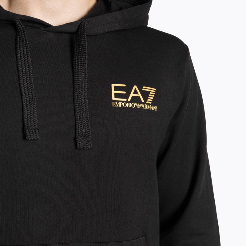 Uomo EA7 Emporio Armani Train Logo Series Hoodie Extended Logo Coft nero/oro felpa con logo 3