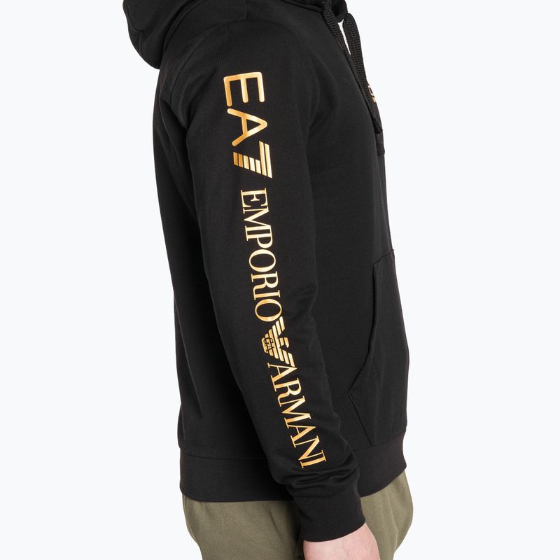 Uomo EA7 Emporio Armani Train Logo Series Hoodie Extended Logo Coft nero/oro felpa con logo 4