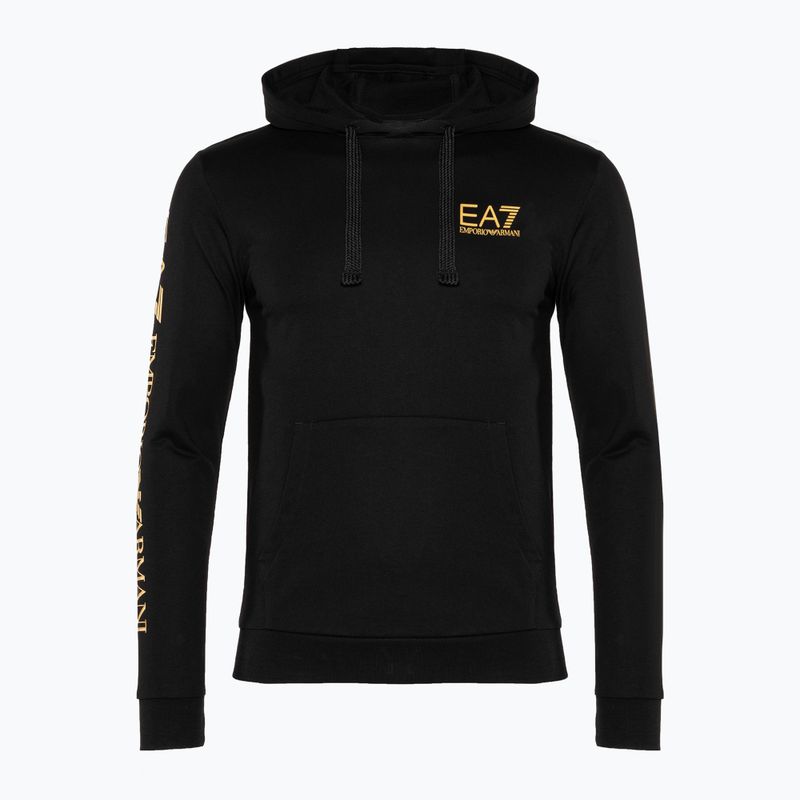 Uomo EA7 Emporio Armani Train Logo Series Hoodie Extended Logo Coft nero/oro felpa con logo 5