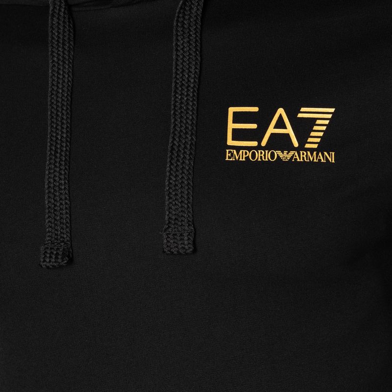 Uomo EA7 Emporio Armani Train Logo Series Hoodie Extended Logo Coft nero/oro felpa con logo 7