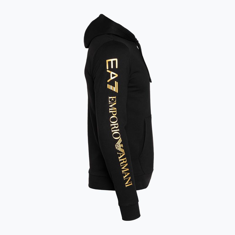 Uomo EA7 Emporio Armani Train Logo Series Hoodie Extended Logo Coft nero/oro felpa con logo 8