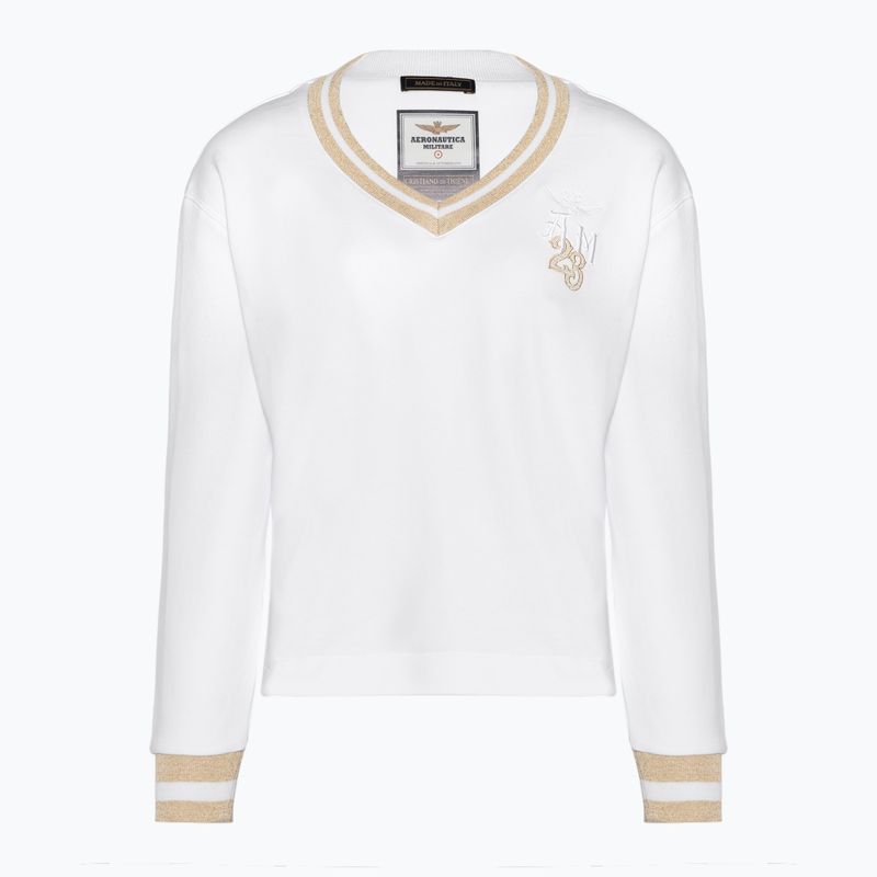 Aeronautica Militare Lady Felpa con scollo a V bianco ottico