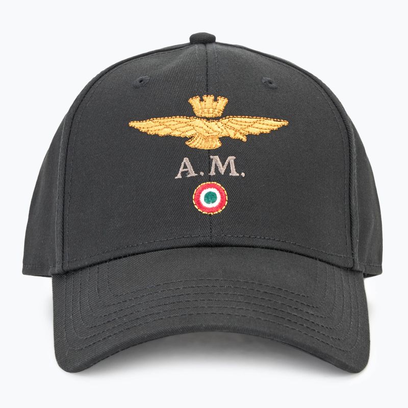 Cappello da baseball da uomo Aeronautica Militare in cotone con logo jet nero 2