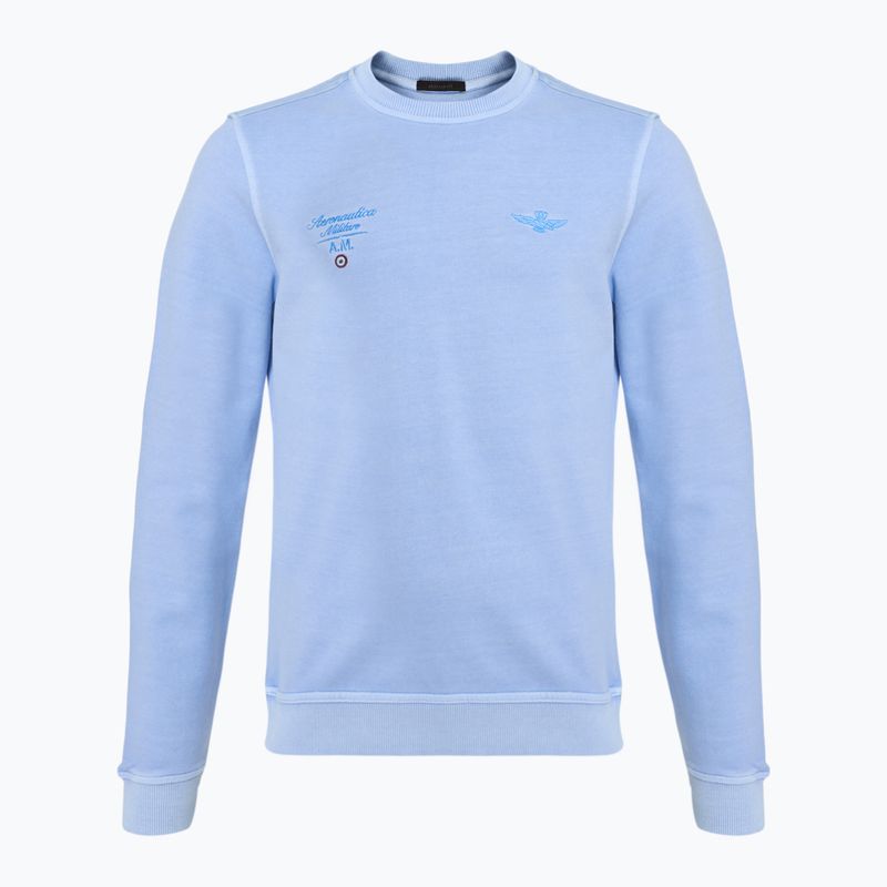 Felpa da uomo Aeronautica Militare Girocollo lavaggio blu ghiaccio