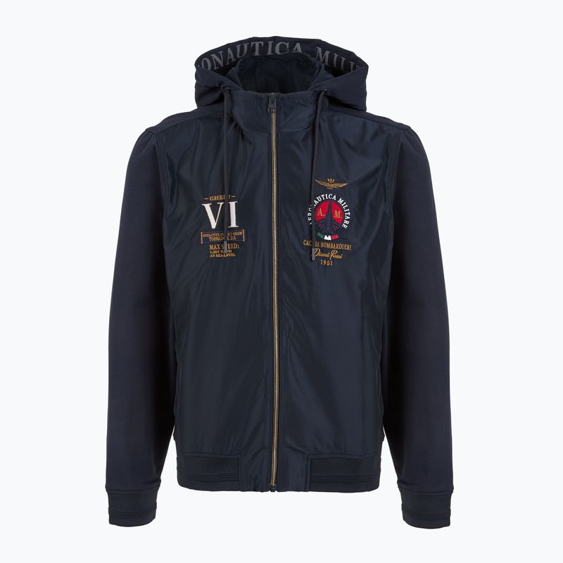 Felpa da uomo Aeronautica Militare 251AF500F459 Cappucio blu navy