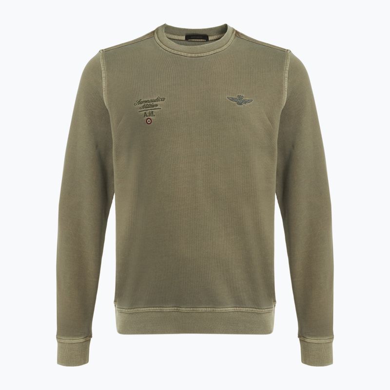 Felpa da uomo Aeronautica Militare Girocollo lavaggio oliva militare