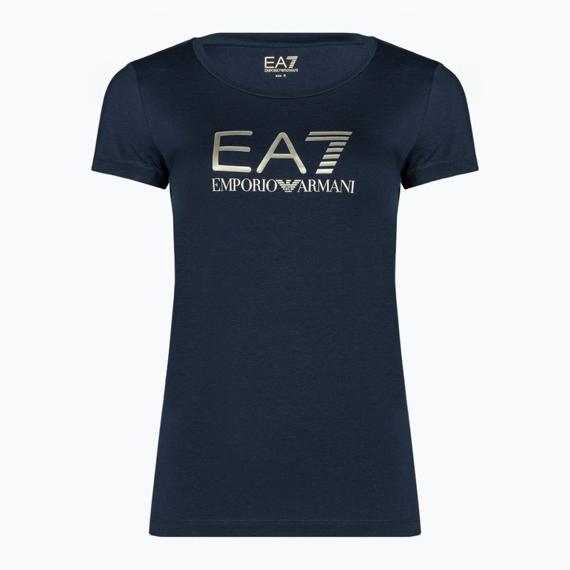T-shirt donna EA7 Emporio Armani Train Shiny blu navy/logo oro chiaro