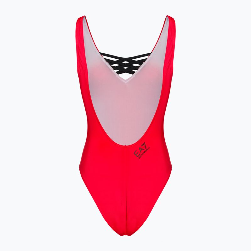 Costume intero da donna EA7 Emporio Armani Water Sports BW Tape rosso 2