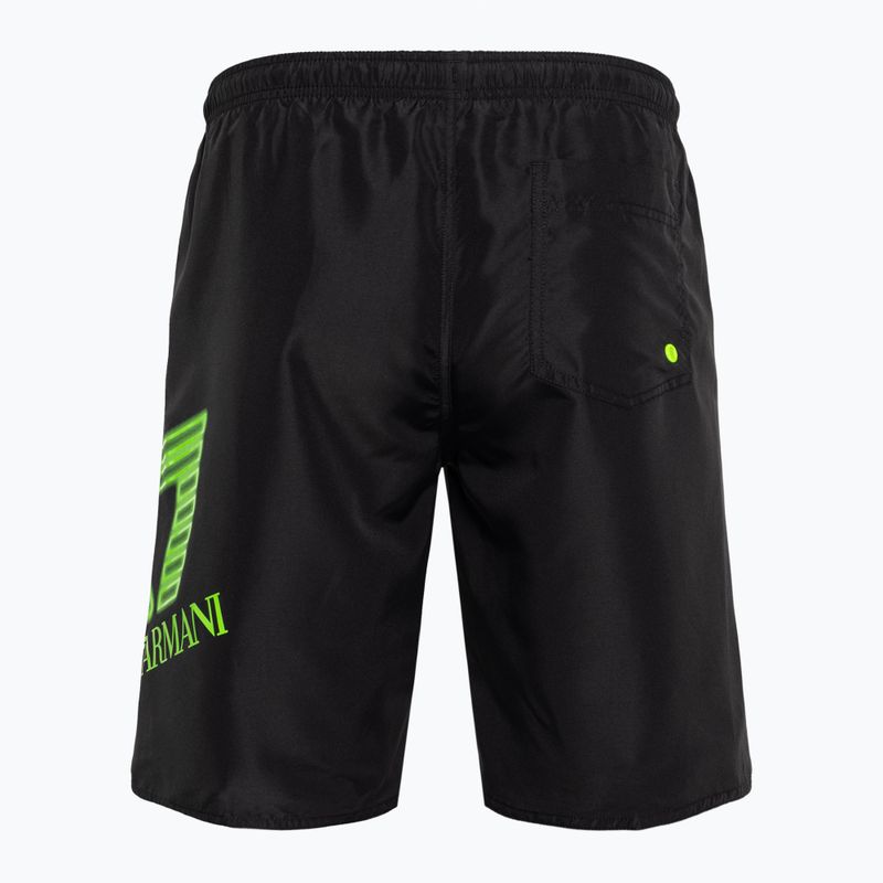 Bermuda da uomo EA7 Emporio Armani Water Sport Logo nero/fluo lime 2