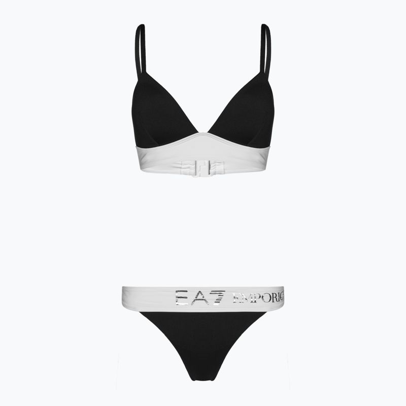Costume da bagno due pezzi da donna EA7 Emporio Armani Water Sports BW Maxi Logo bianco/nero