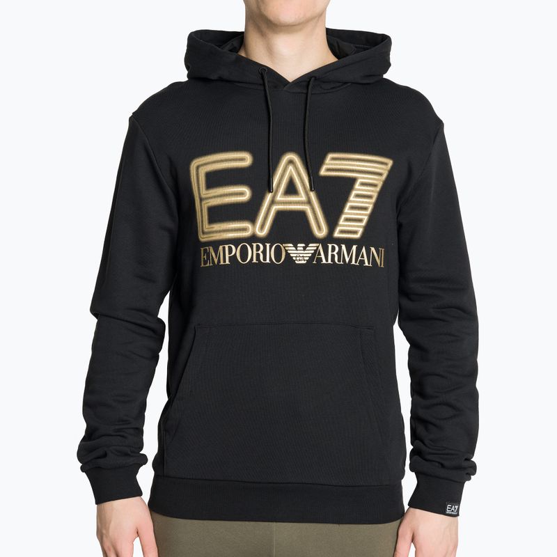 Uomo EA7 Emporio Armani Train Logo Series Felpa con cappuccio oversize Logo Coft nero