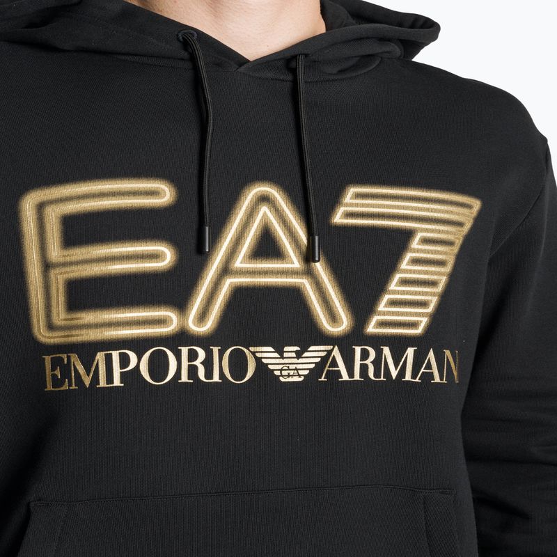 Uomo EA7 Emporio Armani Train Logo Series Felpa con cappuccio oversize Logo Coft nero 3